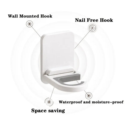 Self-Adhesive Wall Mount Broom Mop Clip Holder - Kitchen & Bathroom Storage Organizer Rack for Brooms, Brushes, and Mops - Multi-Purpose Hook