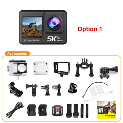 5K Action Camera – 4K60FPS, EIS, Dual Screen, 170° Wide Angle, 30M Waterproof Sport Camera with Remote Control