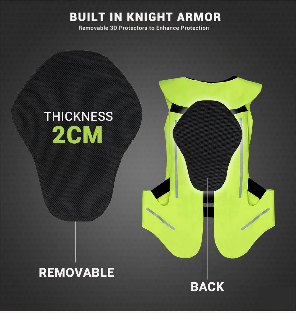 Motorcycle Airbag Vest for Men – Reflective Life Jacket, Protective Moto Vest for Motocross, S-3XL Size