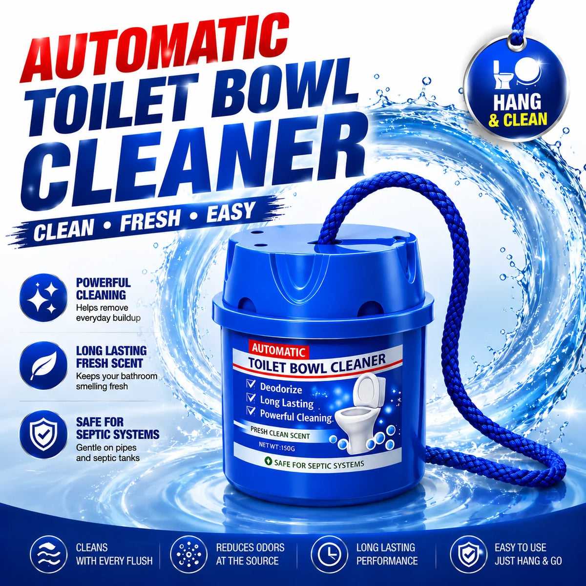 Toilet Cleaning Foam - Bathroom Toilet Cleaner and Deodorizer for Odor Removal and Long-Lasting Freshness