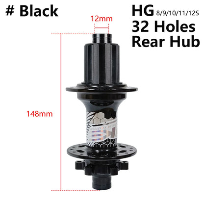 BOOST MTB Bicycle Hub - 148x12mm Aluminium Bike Hub 6 Pawls 120 Click HG XD Micro Spline 32H 8-12 Speed