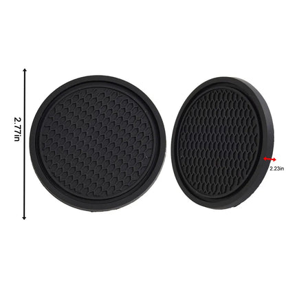 2pcs Black Car Auto Cup Holder Coasters - Anti-Slip Insert Pads for Interior Accessories - Universal Fit for Most Cups