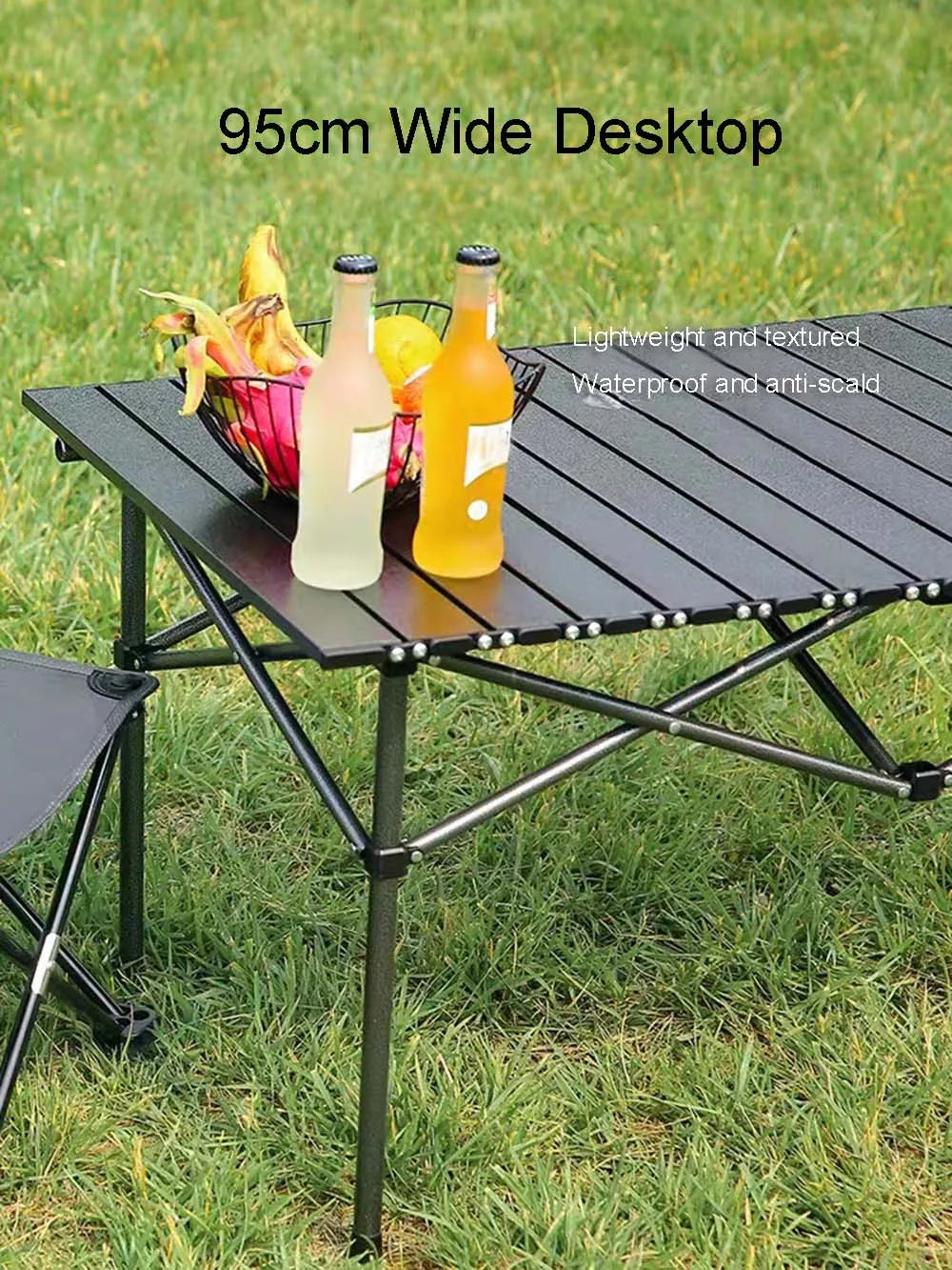 Outdoor Folding Long Table – Portable Storage Camping Desk with Net Bag, Easy Install, Lightweight & Stable