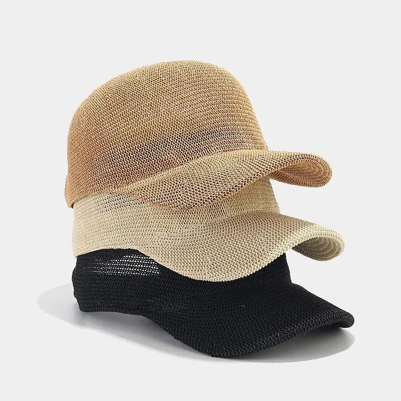 Breathable Straw Baseball Cap - Adjustable Summer Sun Hat for Men & Women