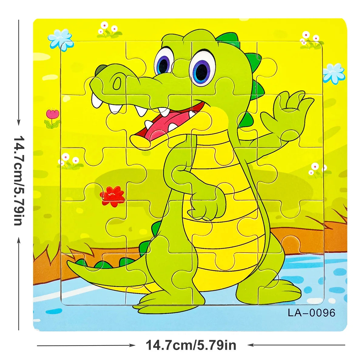14.7cm Wooden Jigsaw Puzzle – Transportation & Marine Animal Educational Toy for Kids
