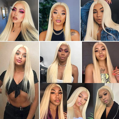 40-42 Inch 613 Blonde HD Lace Front Wig – 13x6 Straight Human Hair, 250% Density Brazilian Wig for Women