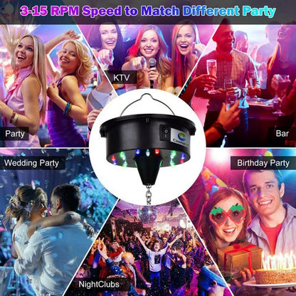 Rotating Disco Ball Motor Light - 18 LED Remote Control Mirror Ball Rotator for 12-24 Inch Disco Balls