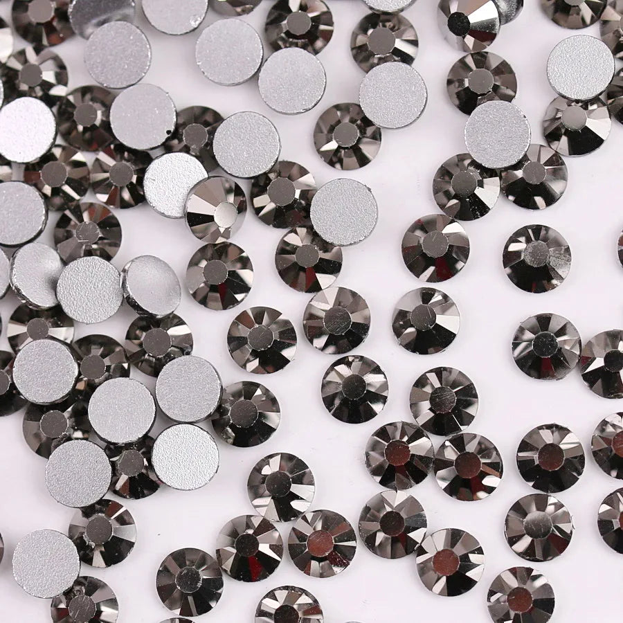 Glass Crystal Flatback Rhinestones Set SS6–SS30 – Non-Hotfix Round Glue-On Gems for Nail Art, DIY Crafts & Jewelry Decoration