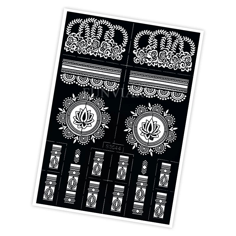 Reusable Henna Stencil Templates for Hand & Body – Floral Tattoo Stencils for Women, Weddings & Festivals Body Art Makeup Tools