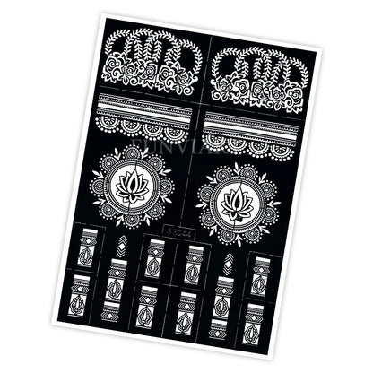 Reusable Henna Stencil Templates for Hand & Body – Floral Tattoo Stencils for Women, Weddings & Festivals Body Art Makeup Tools