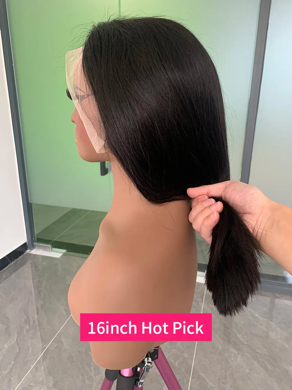 Raw Vietnamese Human Hair Lace Front Wig – 13x6 Bob, Straight Natural Black, 250% Density, 100% Human Hair