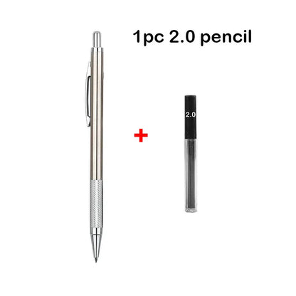 Full Metal Mechanical Pencil Set - 0.3–2.0mm Automatic Drawing Pencils with Leads for Art, School, and Office Use