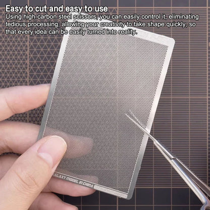 Photo-Etched Radiator Mesh Sheet – Universal Woven Round, Straight & Rhombus Pattern Model Detailing Upgrade Tool for DIY Craft & Scale Models