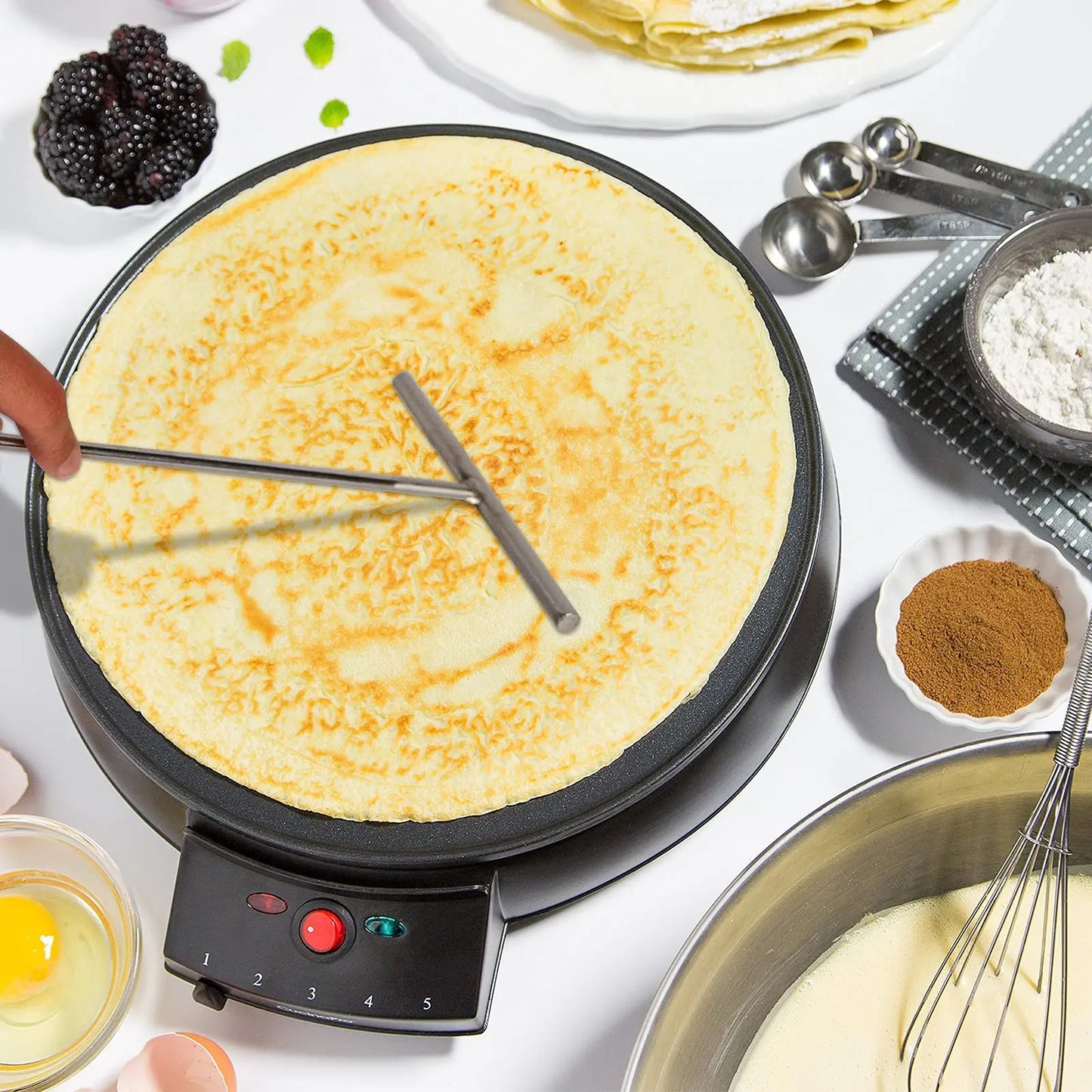 French Crepe Spreader - Stainless Steel Pancake Batter Spreading Tool for Bakery Kitchen