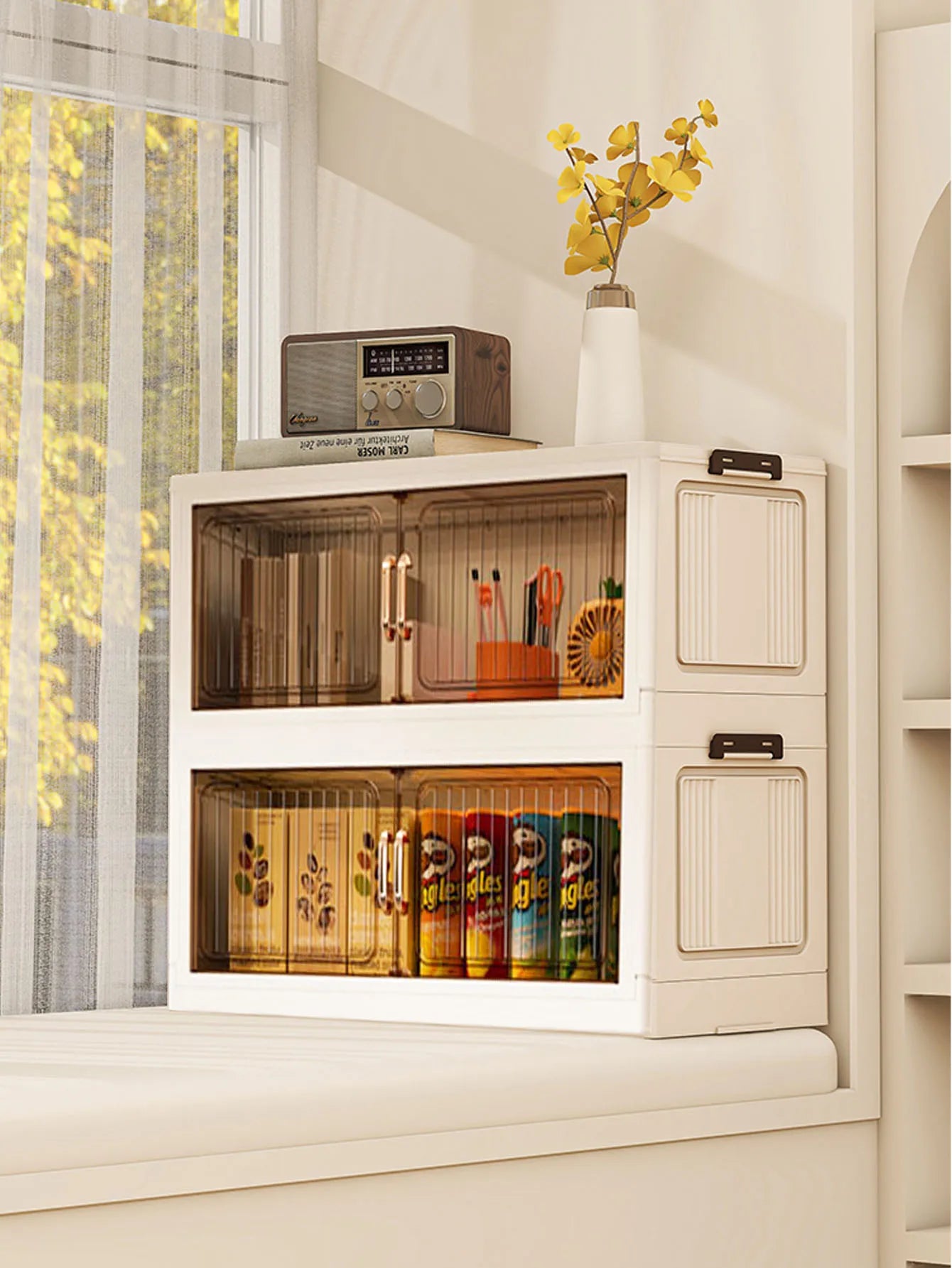 Installation-Free Foldable Storage Cabinet – Plastic Organizer for Kids’ Clothes & Snacks
