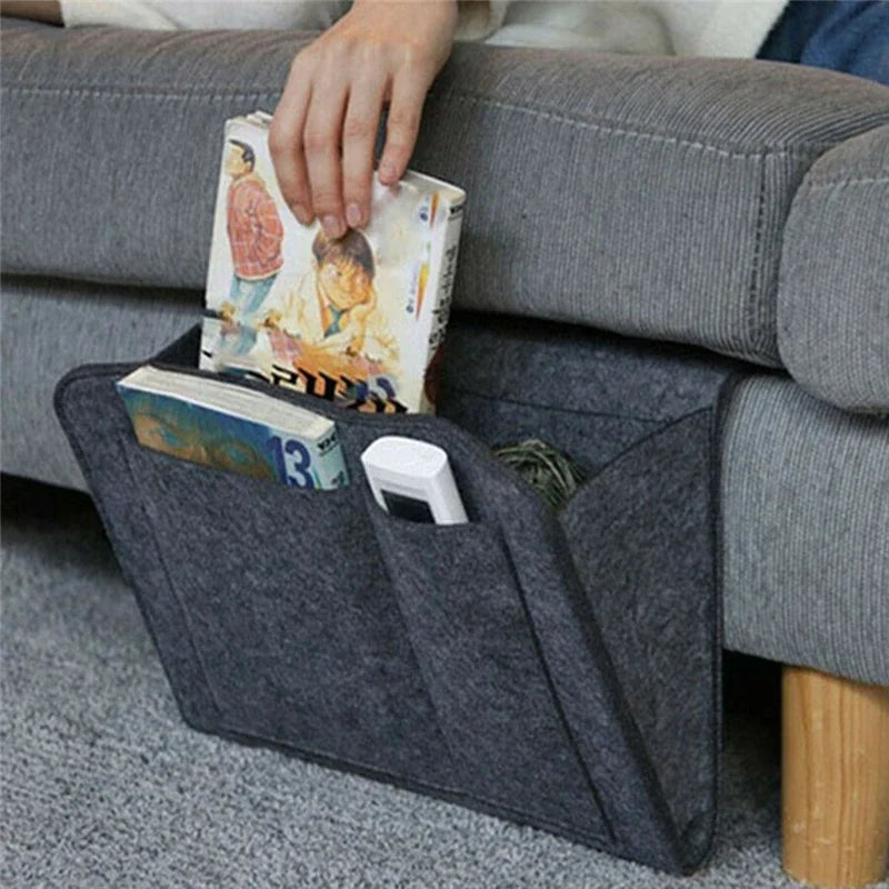 Felt Bedside Storage Organizer — Anti-Slip Hanging Pouch for Bed & Sofa