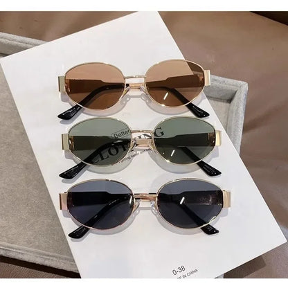Luxury Metal Brand Sunglasses for Men & Women – Unisex Designer Oval Fashion Eyewear UV400 Shades