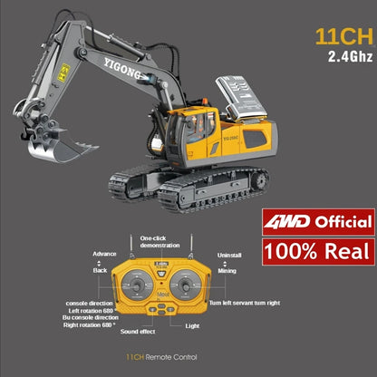 4WD RC Excavator Alloy Dump Truck Bulldozer | Remote Control Construction Vehicle Toy for Kids