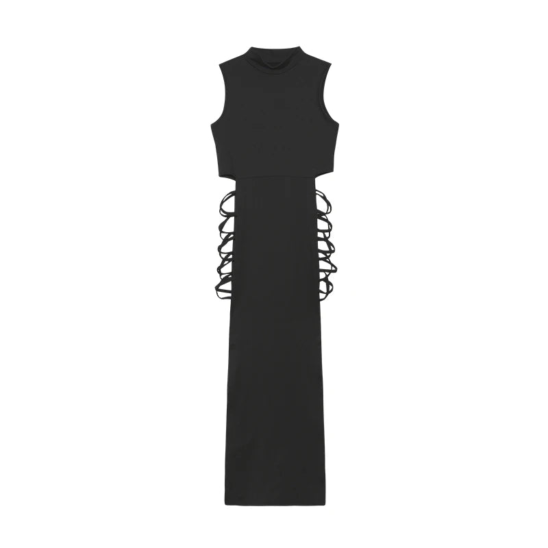 Women’s Criss Cross Cut Out Bodycon Dress – Sexy Sleeveless Mock Neck Slim Fit Party & Club Mini Dress