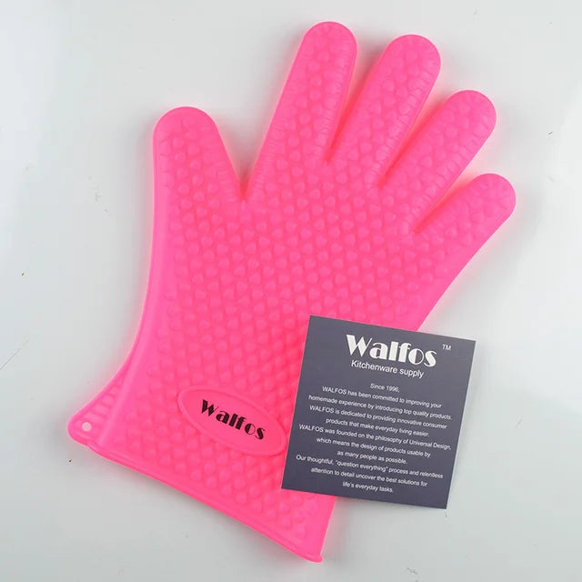 Walfos Silicone Oven Gloves — Heat-Resistant Thick BBQ & Cooking Mitts | Kitchen Gadgets & Accessories