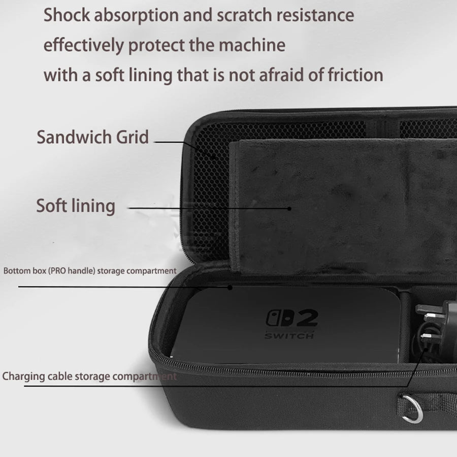 Nintendo Switch 2 Carrying Case with OLED Protective Cover – Large Capacity Hard Shell Storage Bag with Stand