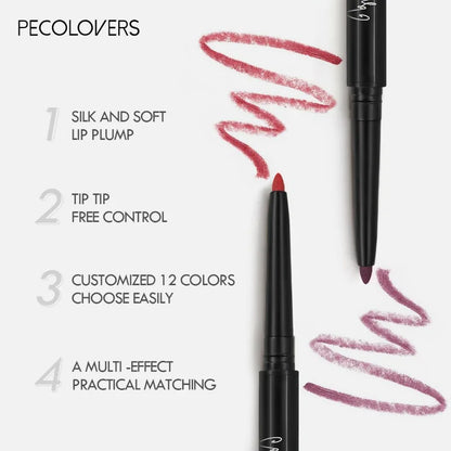 Waterproof Matte Lipliner Pencil – Long Lasting Red Contour Tint, Non-Stick & Moisturizing Lipstick in 12 Colors