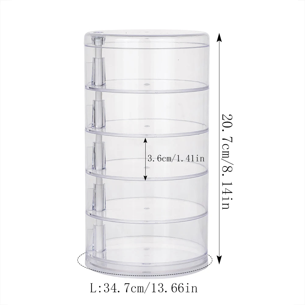 Rotating Jewelry & Makeup Storage Box – Round Plastic Organizer for Bracelets, Earrings with Cover Display Rack