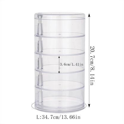 Rotating Jewelry & Makeup Storage Box – Round Plastic Organizer for Bracelets, Earrings with Cover Display Rack