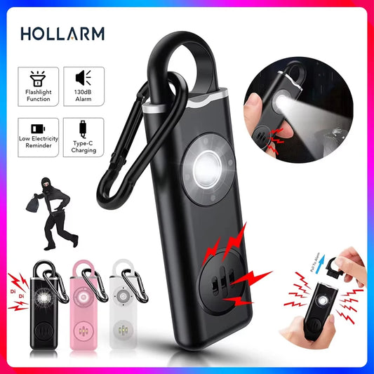 Hollarm Personal Safety Alarm – 130dB Loud Rechargeable Keychain with LED for Women, Kids & Elderly