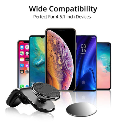 Magnetic Car Phone Holder - Air Vent Clip Mount with 360° Rotation for Xiaomi, iPhone 14, Samsung, & Other Cell Phones
