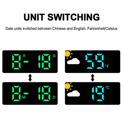 High-Definition Large-Screen Digital Wall Clock – Multi-Function Weather Clock with Temperature, Humidity Display & Color Alarm