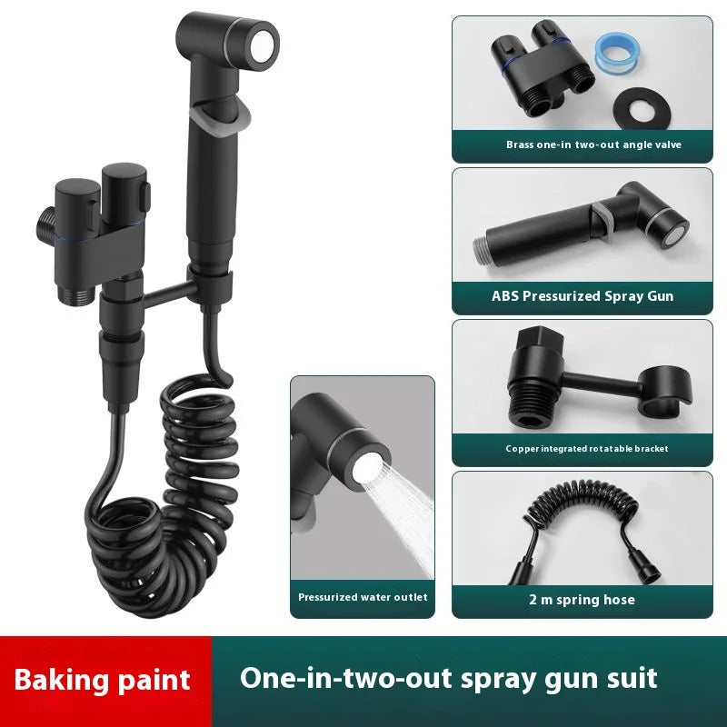 Stainless Steel Toilet Spray Gun - Handheld Bidet Sprayer with Double Outlet Angle Valve & High Pressure Nozzle