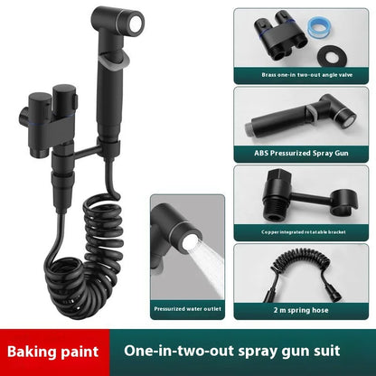 Stainless Steel Toilet Spray Gun - Handheld Bidet Sprayer with Double Outlet Angle Valve & High Pressure Nozzle