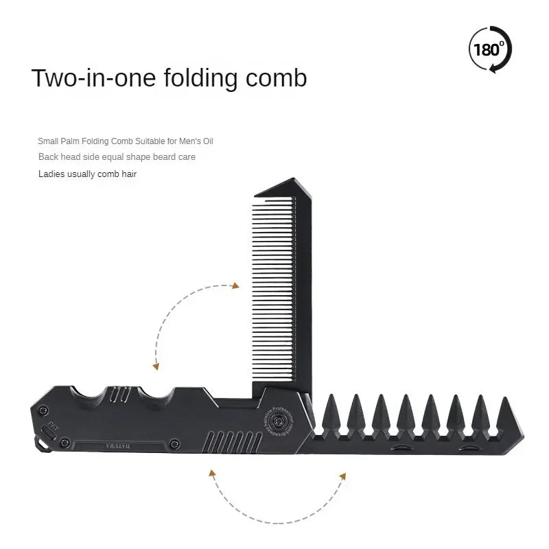 Portable Pocket Hair Comb for Men - Folding Wide Tooth Beard Styling Comb for Hair Care, Grooming & Barber Use