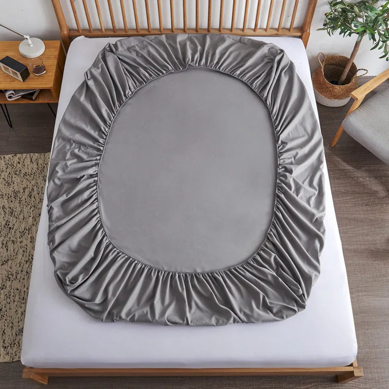 Cotton Fitted Sheet - Non Slip Elastic Band Mattress Cover for Single, Double, King & Queen Beds