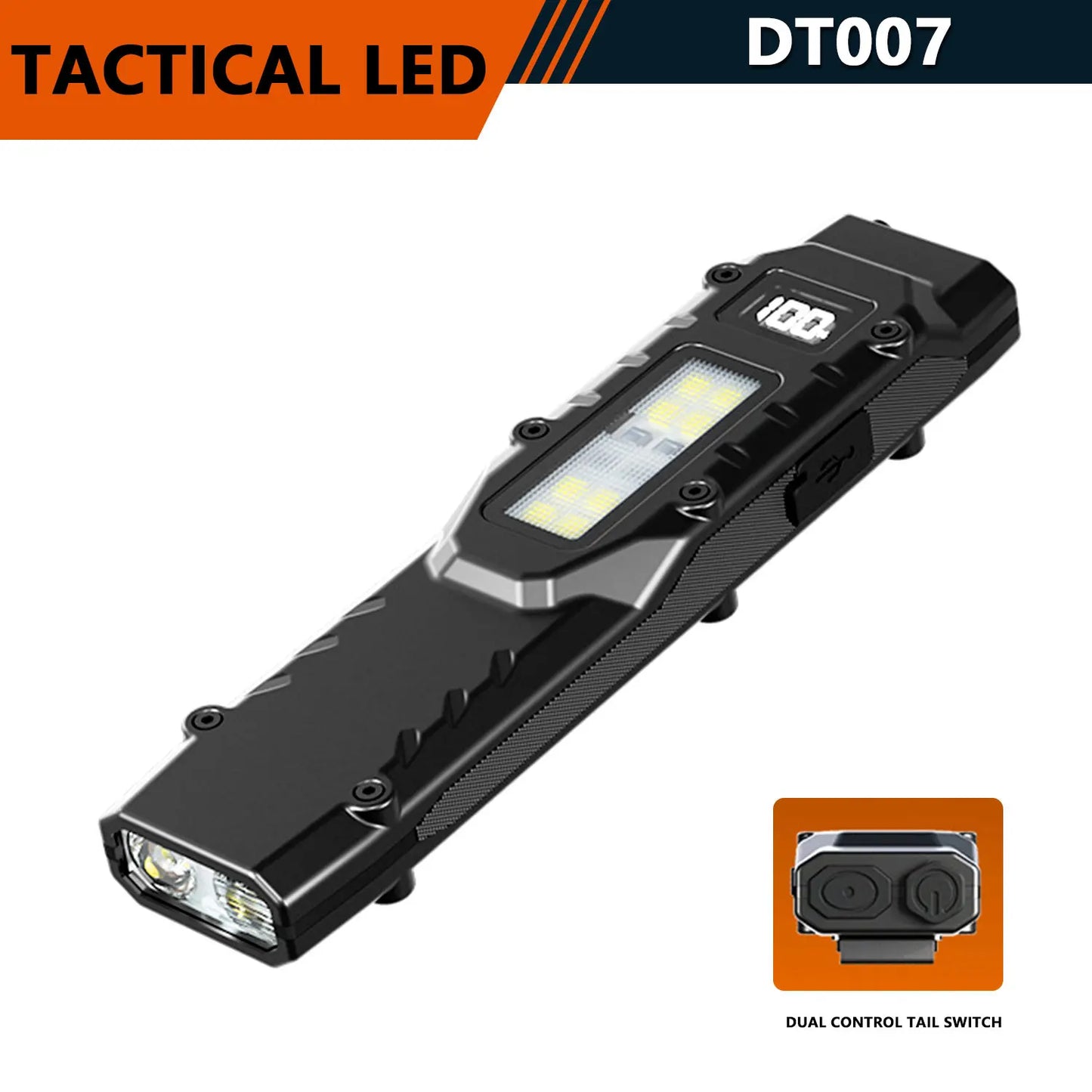 Tactical Triple-Light LED Flashlight – Ultra-Thin Aluminum Alloy EDC Rechargeable COB Work Light