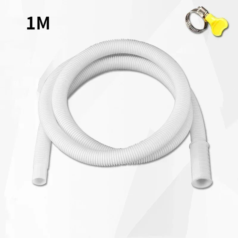 Flexible Air Conditioning & Washing Machine Drain Hose — Water Inlet Extension Pipe with Faucet Connector for Bathroom & Kitchen