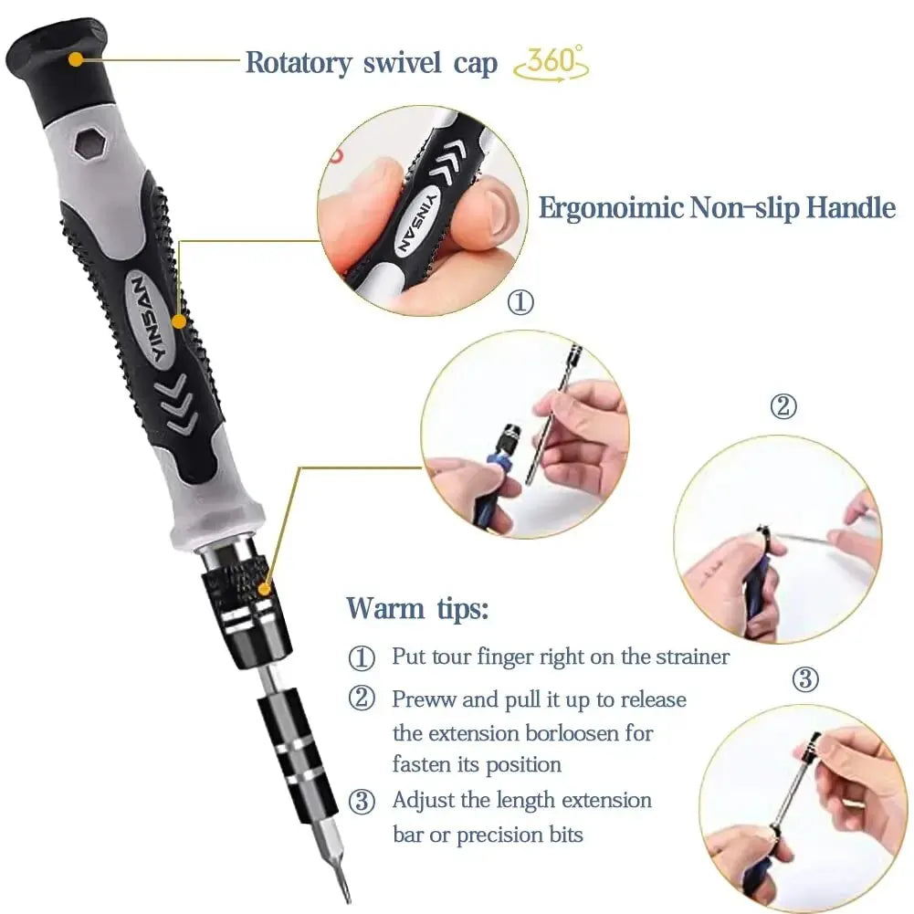116-in-1 Precision Screwdriver Set: Magnetic Screwdriver Bit for iPhone, PC, Watch, Glasses - Professional Repair Tool Kit in Black
