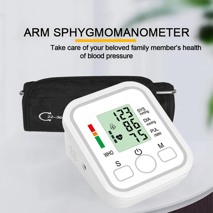Automatic Upper Arm Blood Pressure Monitor – Digital BP Testing Kit with Pulse Rate Measurement for Home Health Monitoring