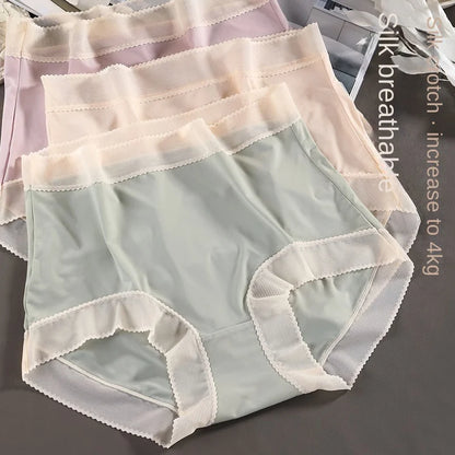 Women's XL-3XL Sexy Lace Panties - Plus Size Solid Color High Waist Seamless Briefs Lingerie