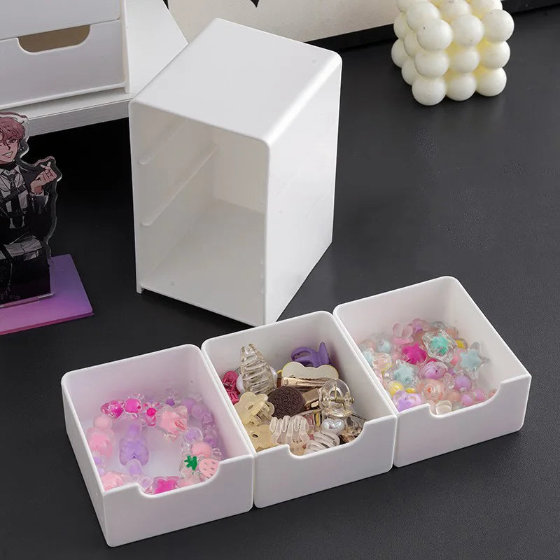 3-Tier Makeup & Jewelry Storage Box - Large Capacity Desktop Organizer with Drawers