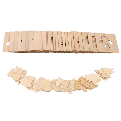 20pcs Montessori Wooden Drawing Toys – DIY Painting Template Stencils, Educational Learning Gift for Children