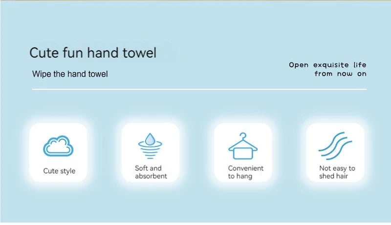 Cute Cartoon Tanuki Hanging Towel – Coral Velvet Absorbent Kitchen & Bathroom Towels, Thick Cloth