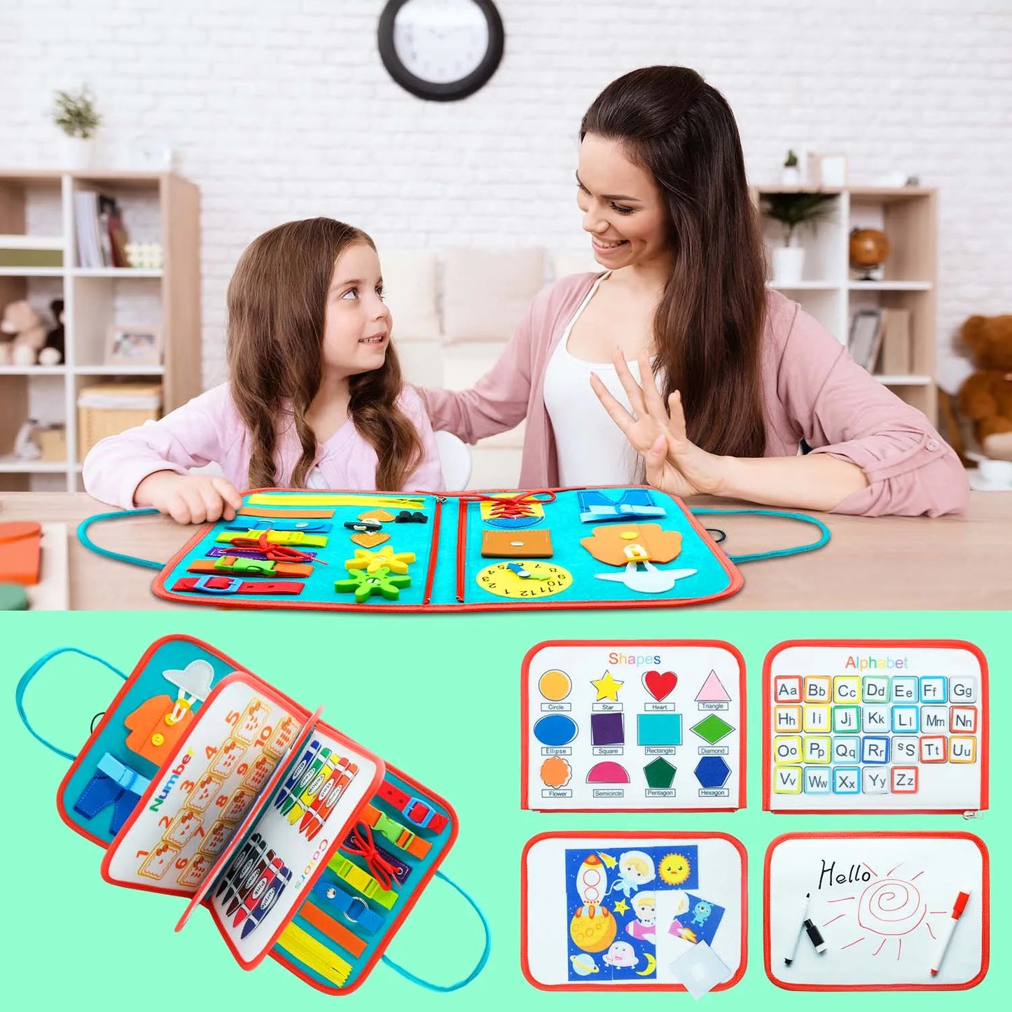 Montessori Toddler Busy Board – Educational Activity for Motor Skills & Baby Learning Toys for Travel