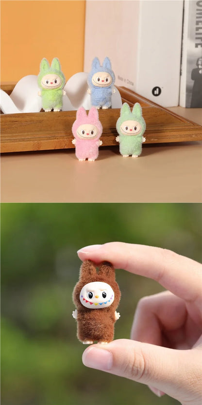 Labubu Mini Plush Toy 4.3cm – Sitting Posture Handmade Cartoon DIY Desktop Ornament Mystery Box Gift