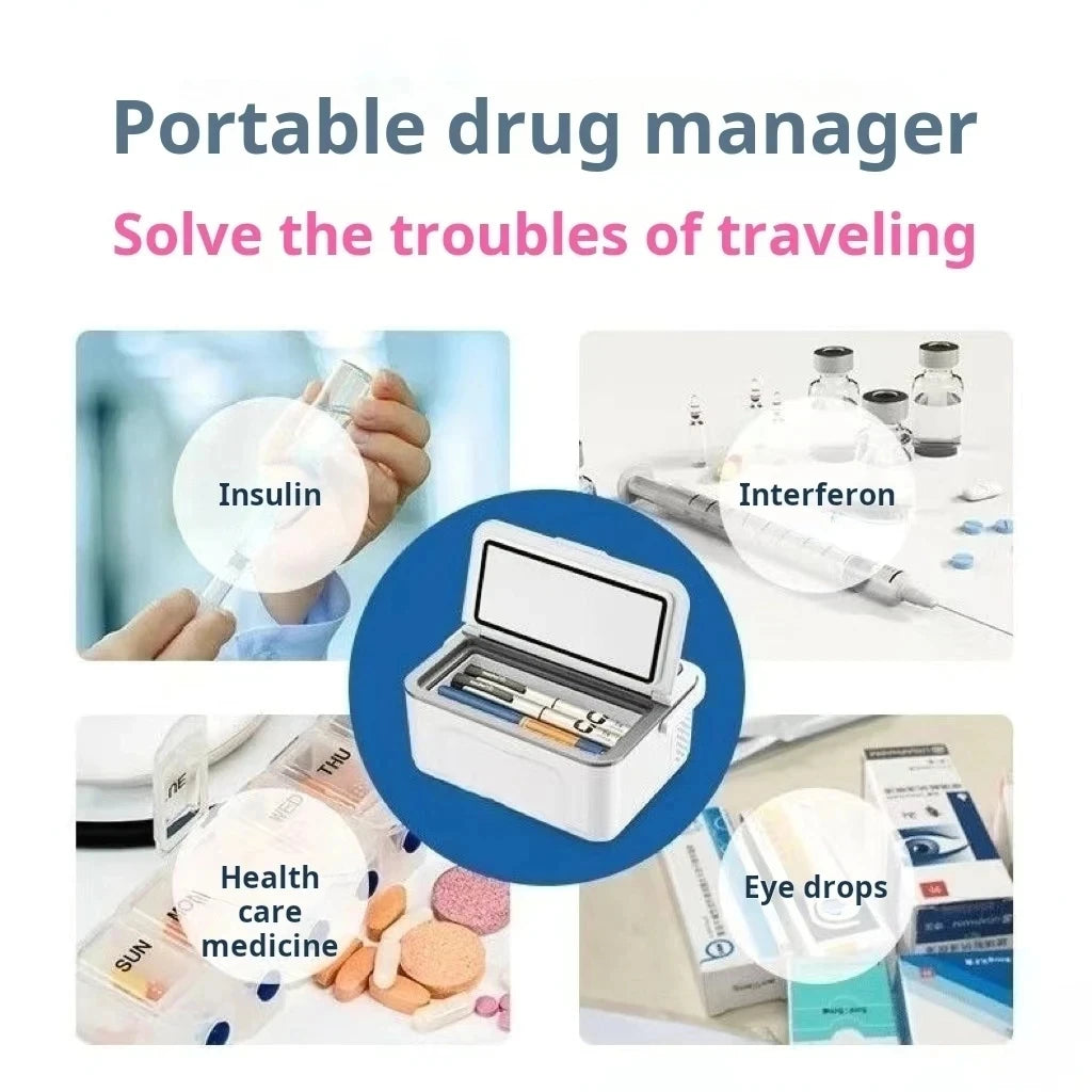 Insulin Drug Refrigerator — LED Large Screen, Double-Layer, Portable Car Cooler with Constant Temperature