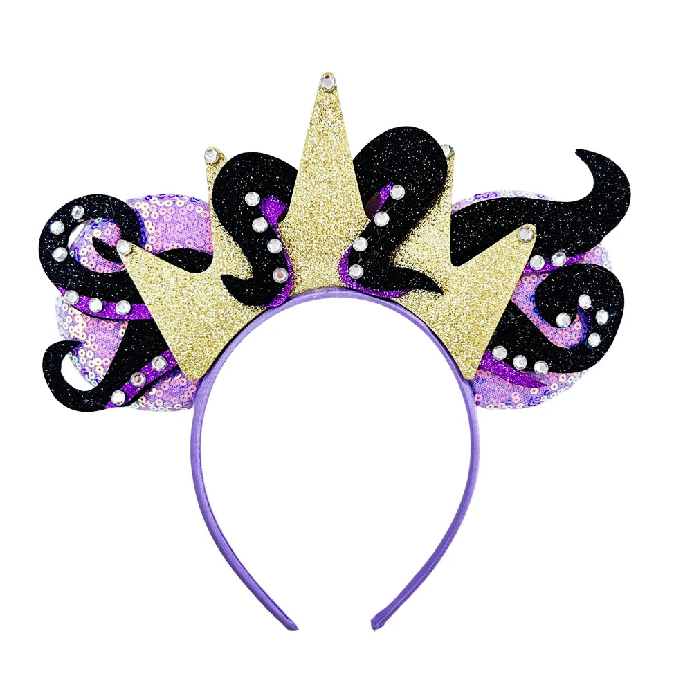 Mickey Mouse Ears Headband with Bow – Sequin Candy Cosplay Costume Party Accessory for Girls & Women, Christmas Gift