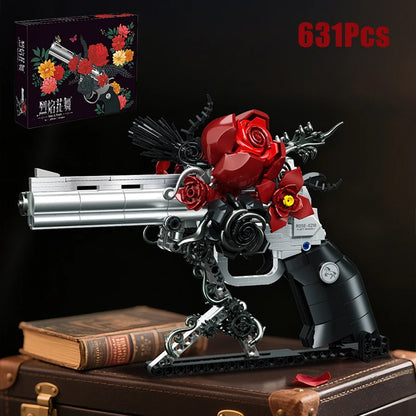 Technical Mechanical Rose Revolver Building Blocks – Military Gun MOC Toy for Kids