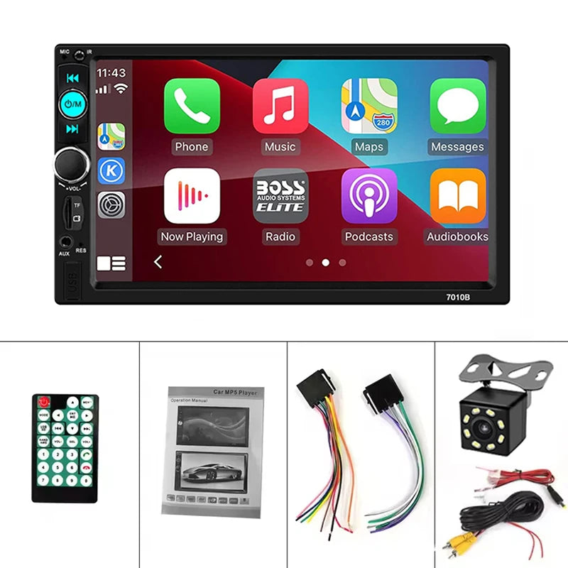 7 Inch 2 Din Car Stereo - Universal Touchscreen Multimedia MP5 Player with USB, TF Card & Bluetooth