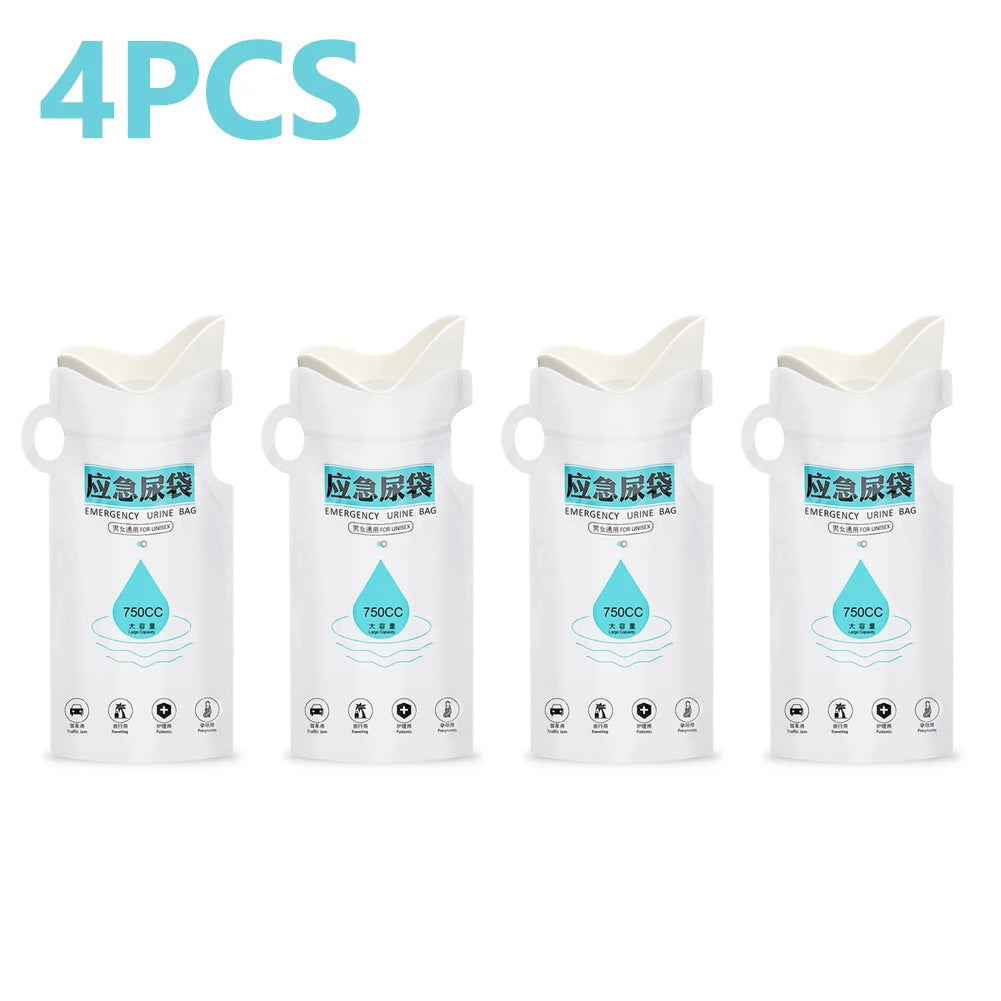 SEAMETAL 4Pcs 750ML Portable Emergency Urinal & Vomit Bags – Disposable Travel Mini Toilet Bags for Car, Outdoor & Unisex Use